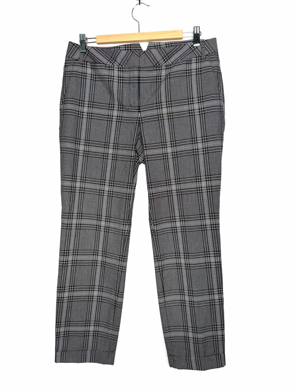 Express Editor Plaid Trouser Pants Gray and Black Size 10